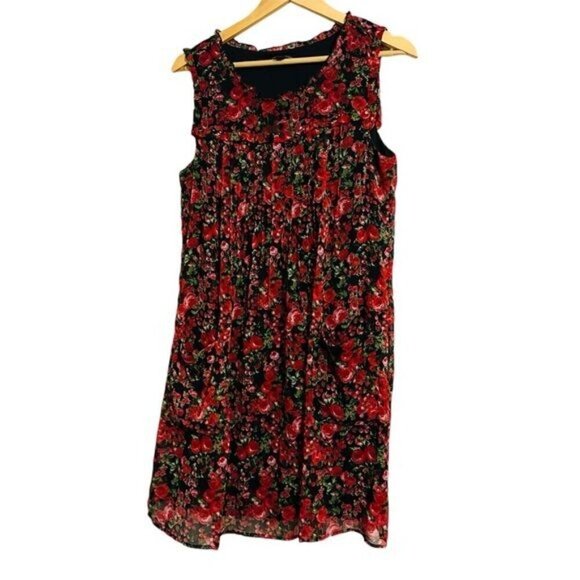 Chris McLaughlin Ruffle Pleated Floral Sleeveless Boho Dress 12 - Picture 2 of 12